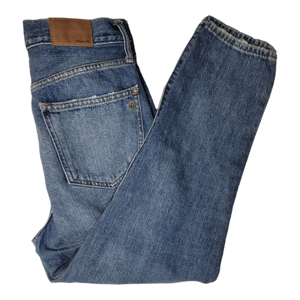 Madewell High Rise The Mom Jean Denim Stretch Downey Wash Blue Size 27 A375 - Picture 2 of 10